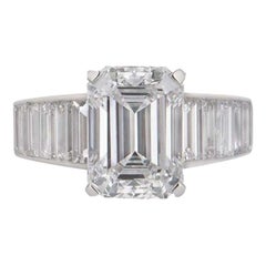 Cartier Emerald Cut Diamond Ring 4.12ct E/VVS2 with Baguettes 7.08 tcw GIA Cert 