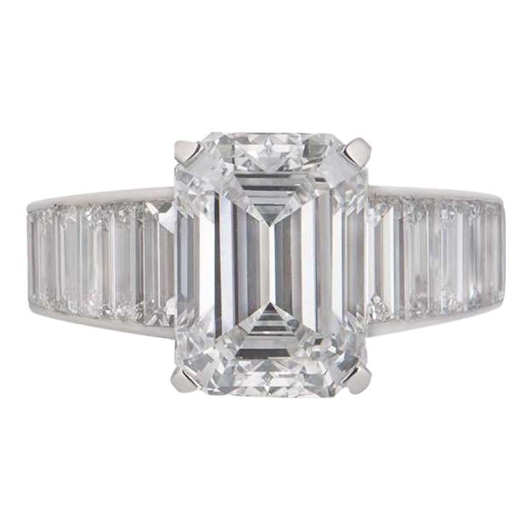 Cartier Emerald Cut Diamond Ring 4.12 