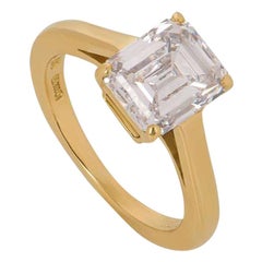 Cartier Emerald Cut Diamond Solitaire Engagement Ring 1.84 Carat E/VS1