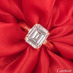 Cartier Emerald Cut Diamond Solitaire Engagement Ring 1.84 Carat E/VS1