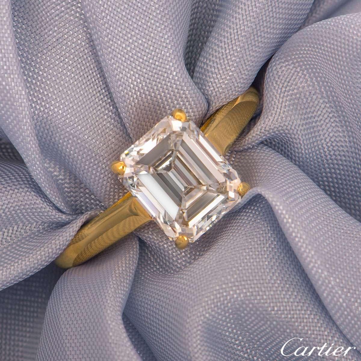 Cartier Smaragdschliff Diamant Solitär Verlobungsring 1::84 Karat E/VS1 Damen