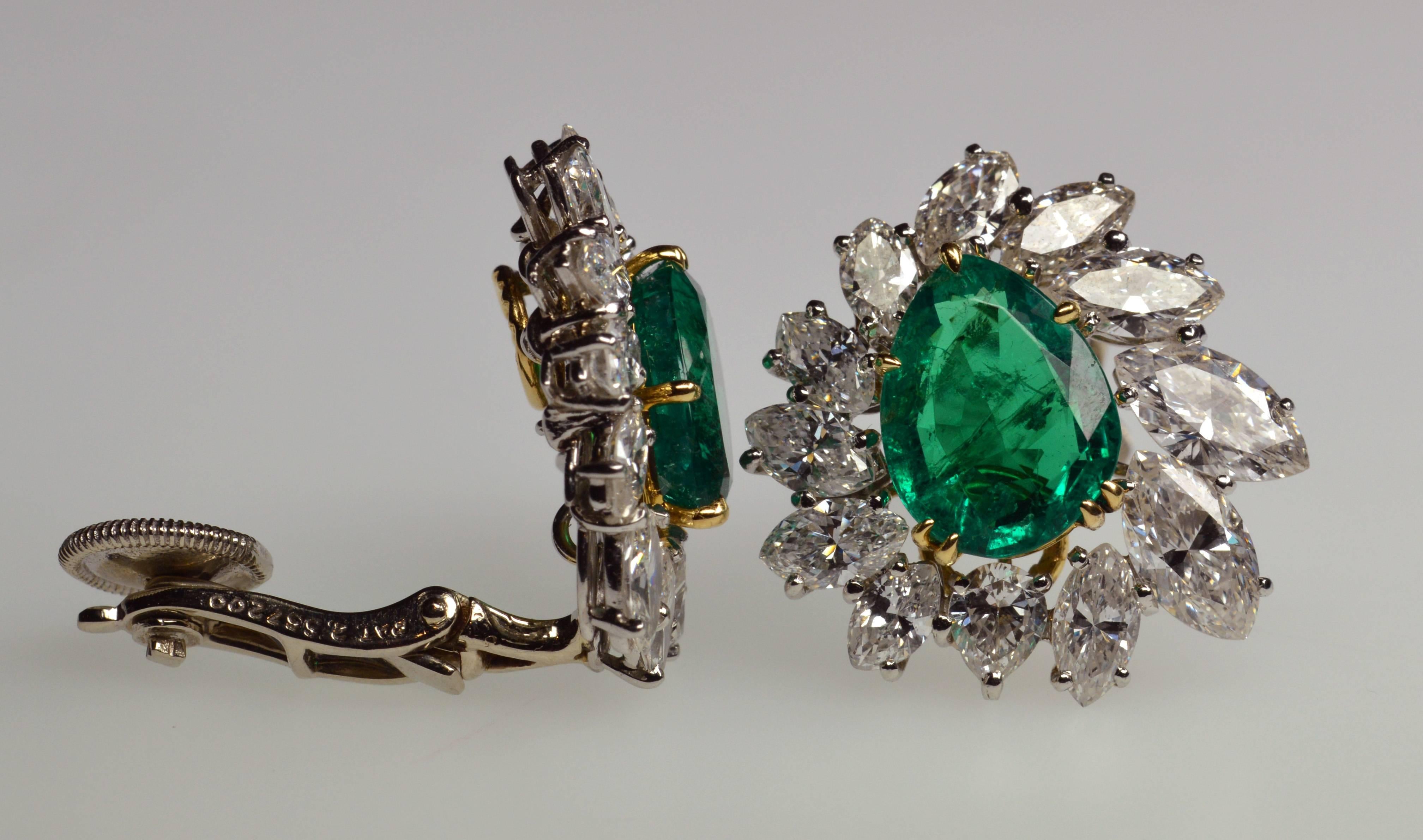 Modern Cartier Emerald Diamond Earclips Earrings For Sale