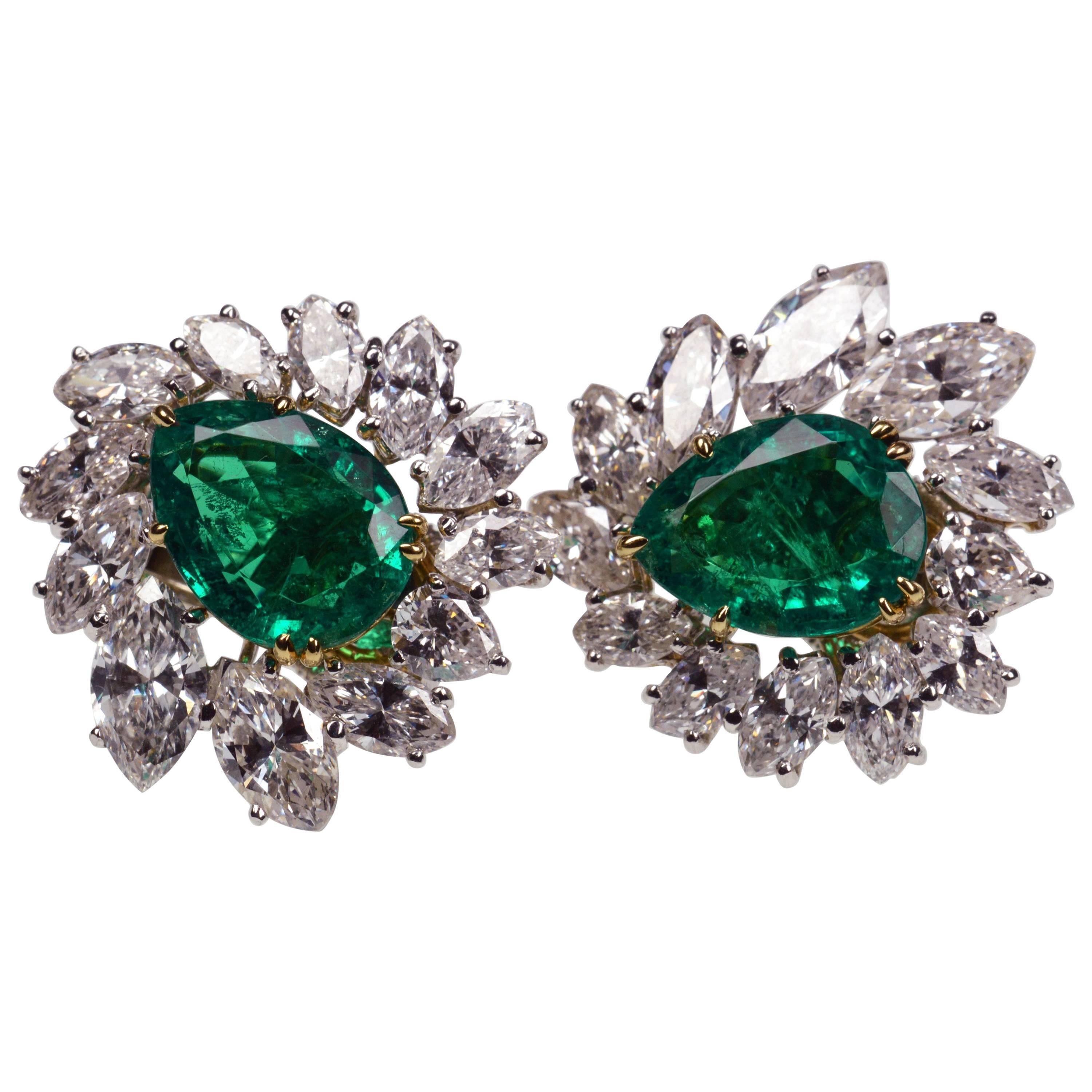 Cartier Emerald Diamond Earclips Earrings For Sale