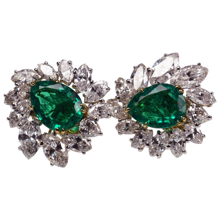 Cartier Emerald Diamond Earclips Earrings For Sale at 1stDibs