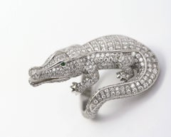 Cartier Emerald Diamond Platinum Alligator Ring