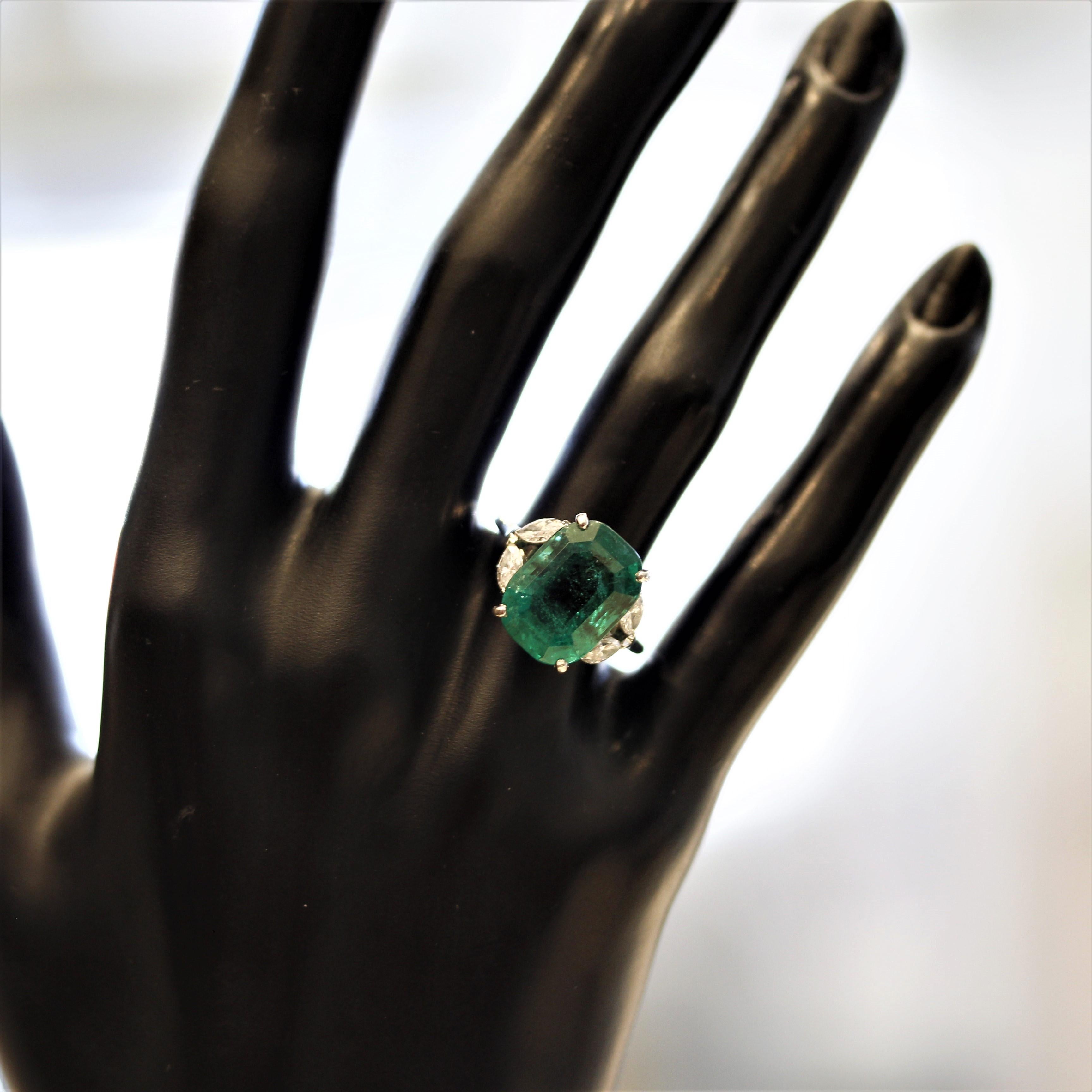 Women's Cartier Emerald Diamond Platinum Ring, SSEF Certified