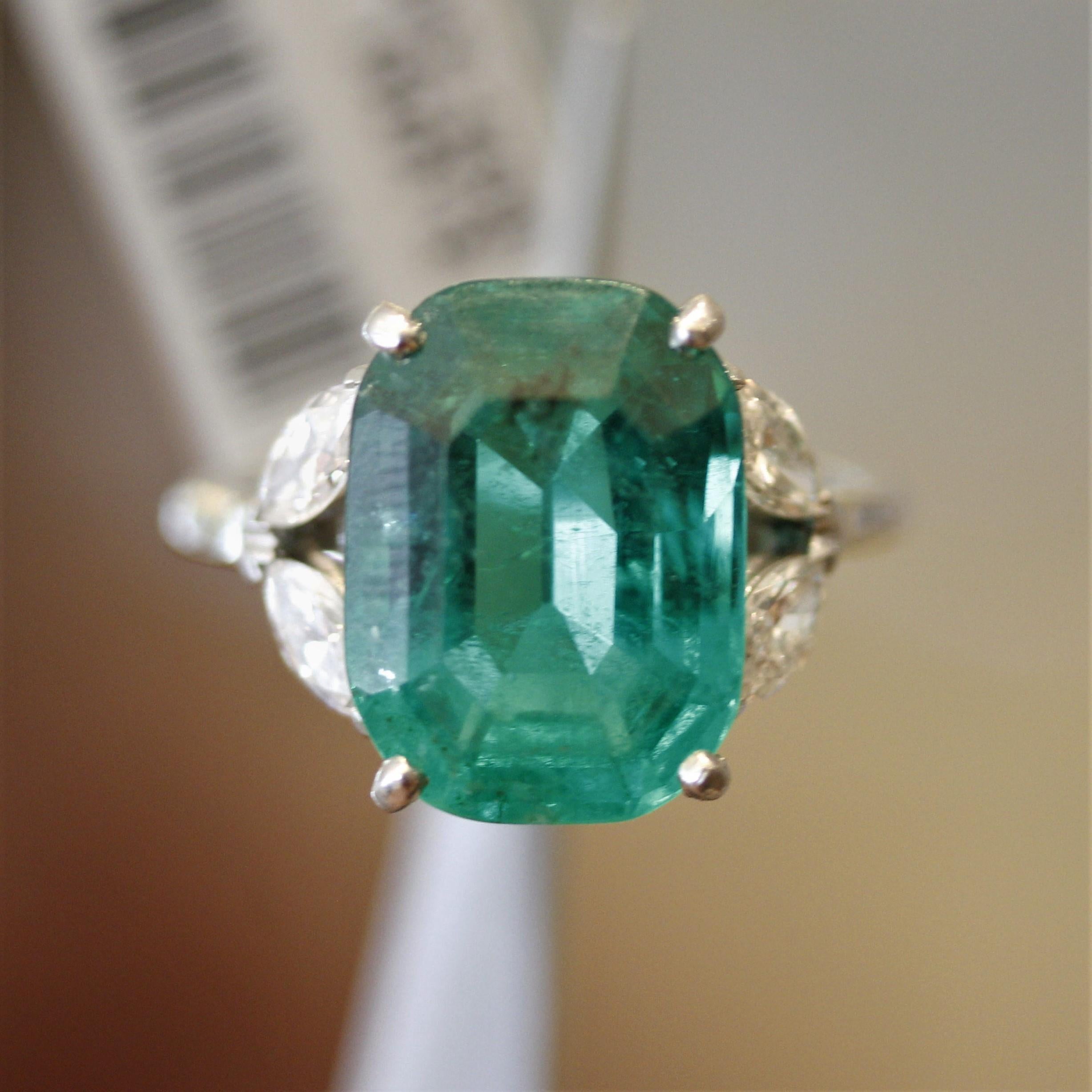 Cartier Emerald Diamond Platinum Ring, SSEF Certified 1