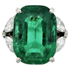 Cartier Emerald Diamond Platinum Ring, SSEF Certified