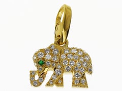 Cartier Emerald Diamonds 18 Karat Yellow Gold Candy Elephant Charm