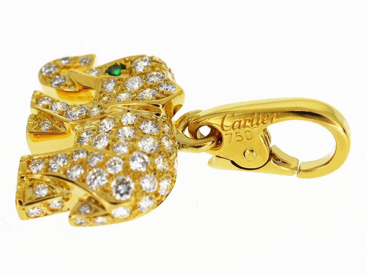 Women's Cartier Emerald Diamonds 18 Karat Yellow Gold Candy Elephant Charm