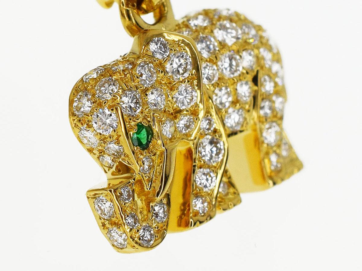 Cartier Emerald Diamonds 18 Karat Yellow Gold Candy Elephant Charm 1