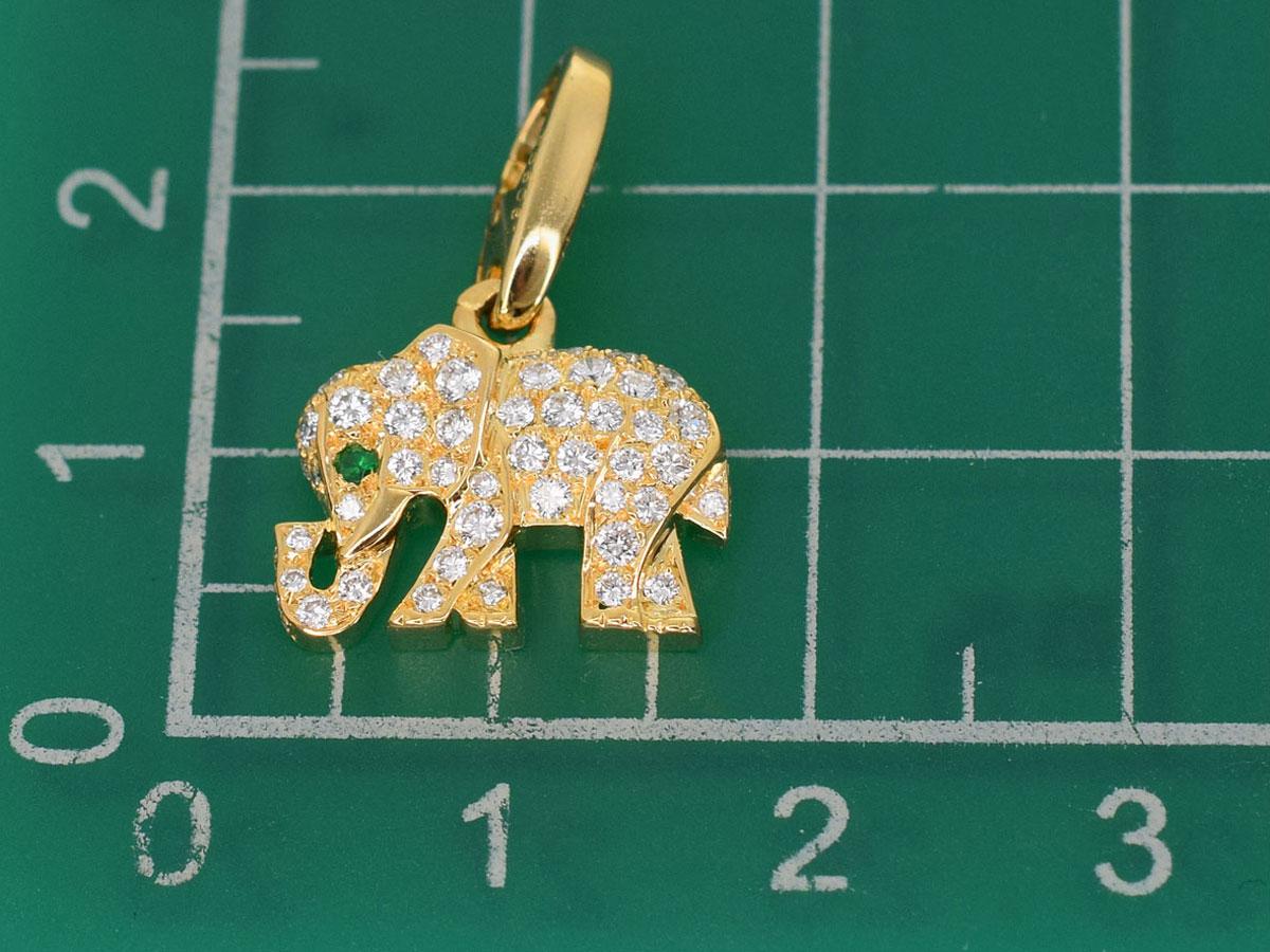 Cartier Emerald Diamonds 18 Karat Yellow Gold Candy Elephant Charm 2