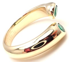 Cartier Emerald Ellipse Deux Tetes Croisees Yellow Gold Bypass Ring