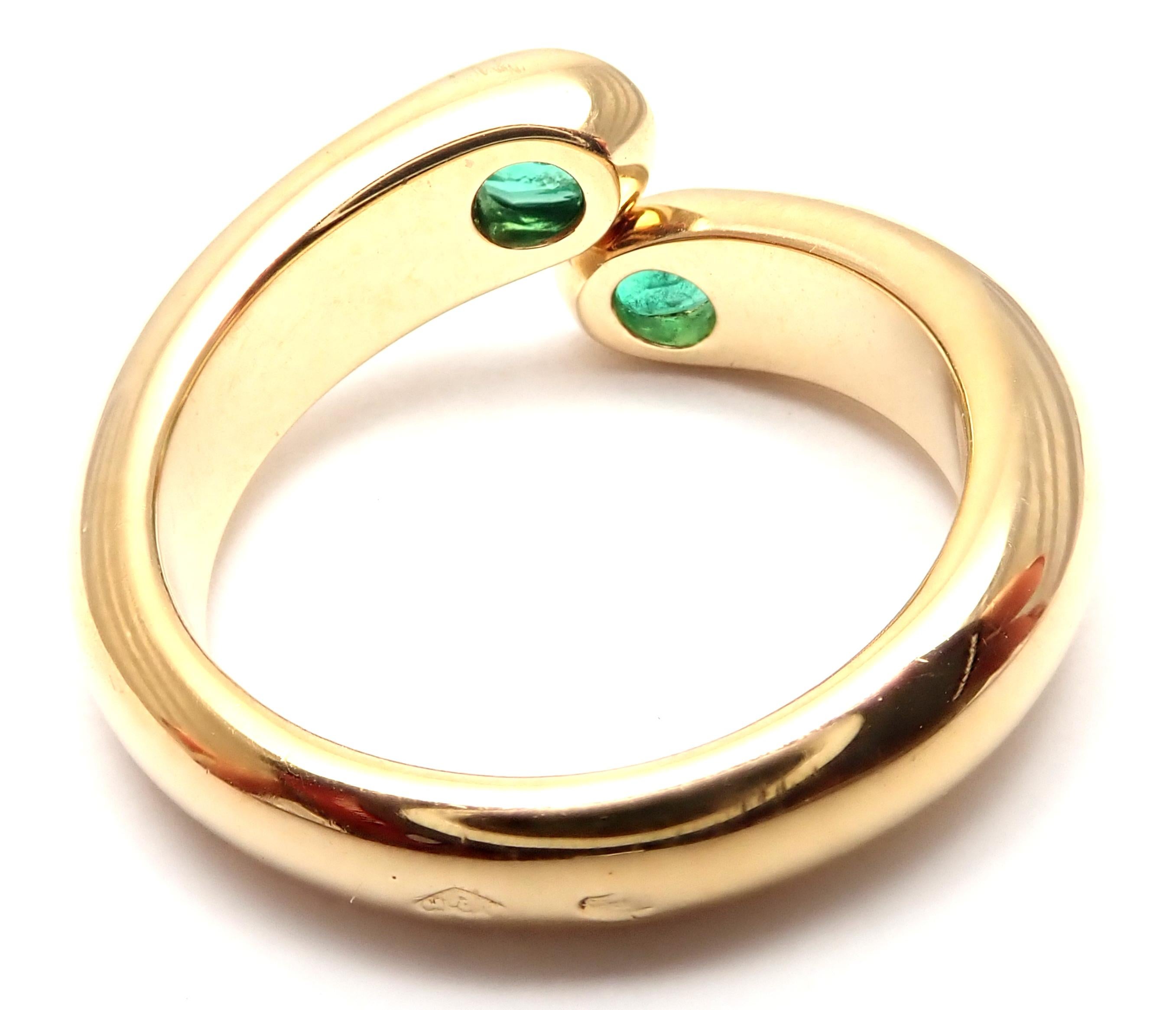 Cartier Emerald Ellipse Deux Tetes Croisees Yellow Gold Bypass Ring 1