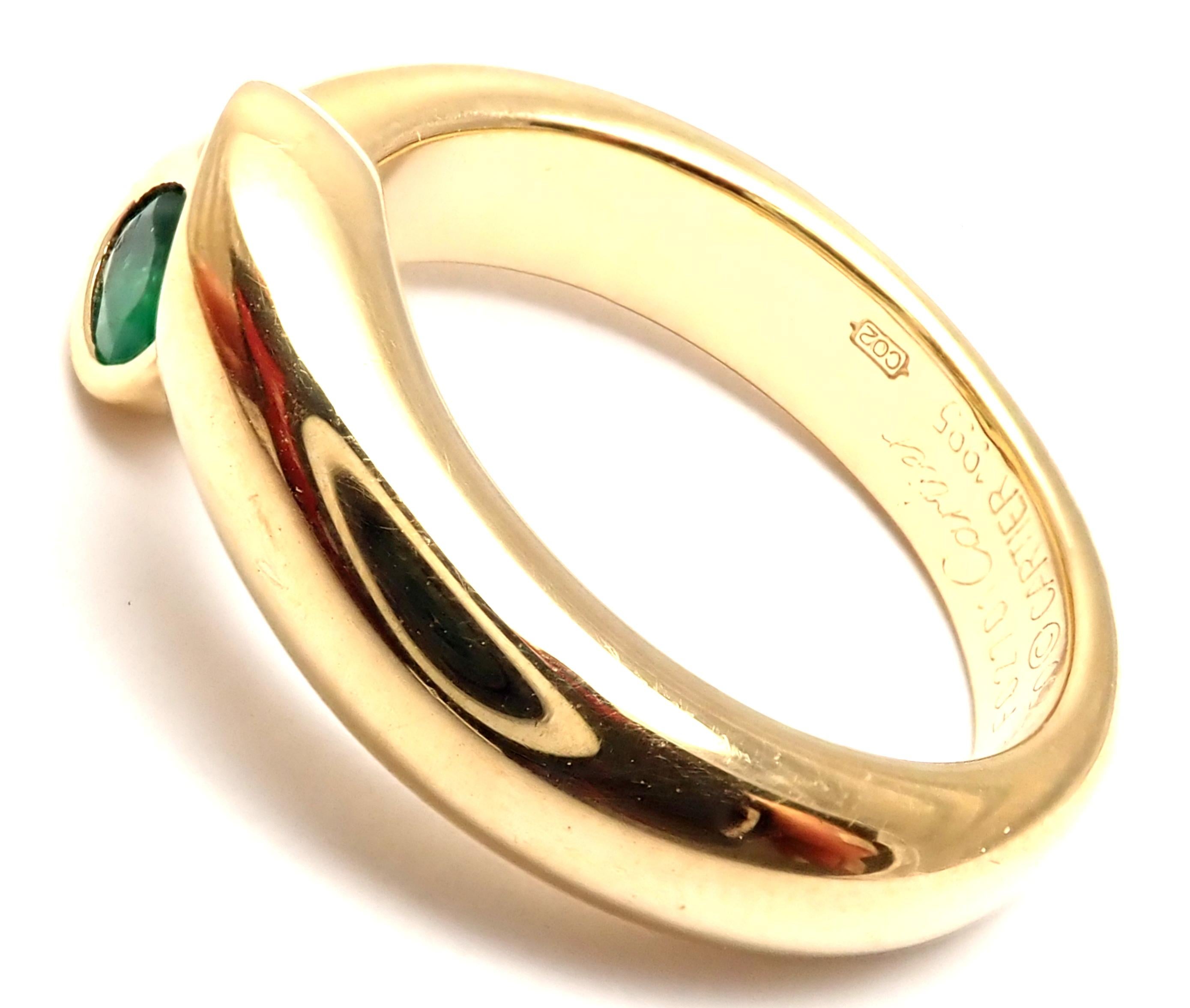 Cartier Emerald Ellipse Deux Tetes Croisees Yellow Gold Bypass Ring 2