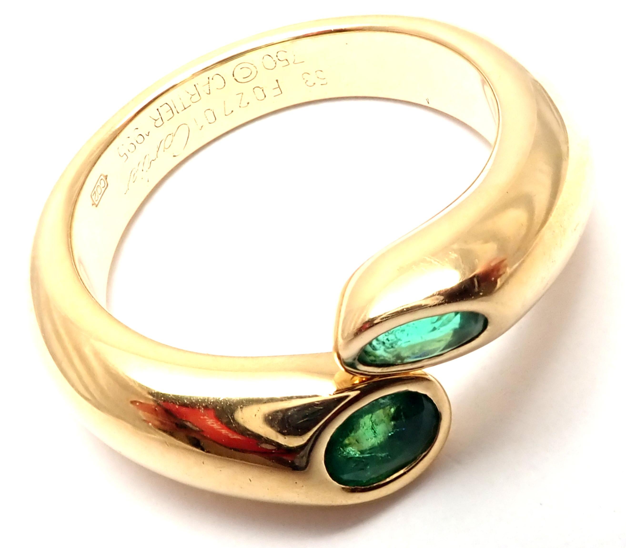 Cartier Emerald Ellipse Deux Tetes Croisees Yellow Gold Bypass Ring 3