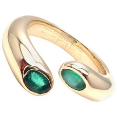 Cartier Emerald Ellipse Deux Tetes Croisees Yellow Gold Bypass Ring