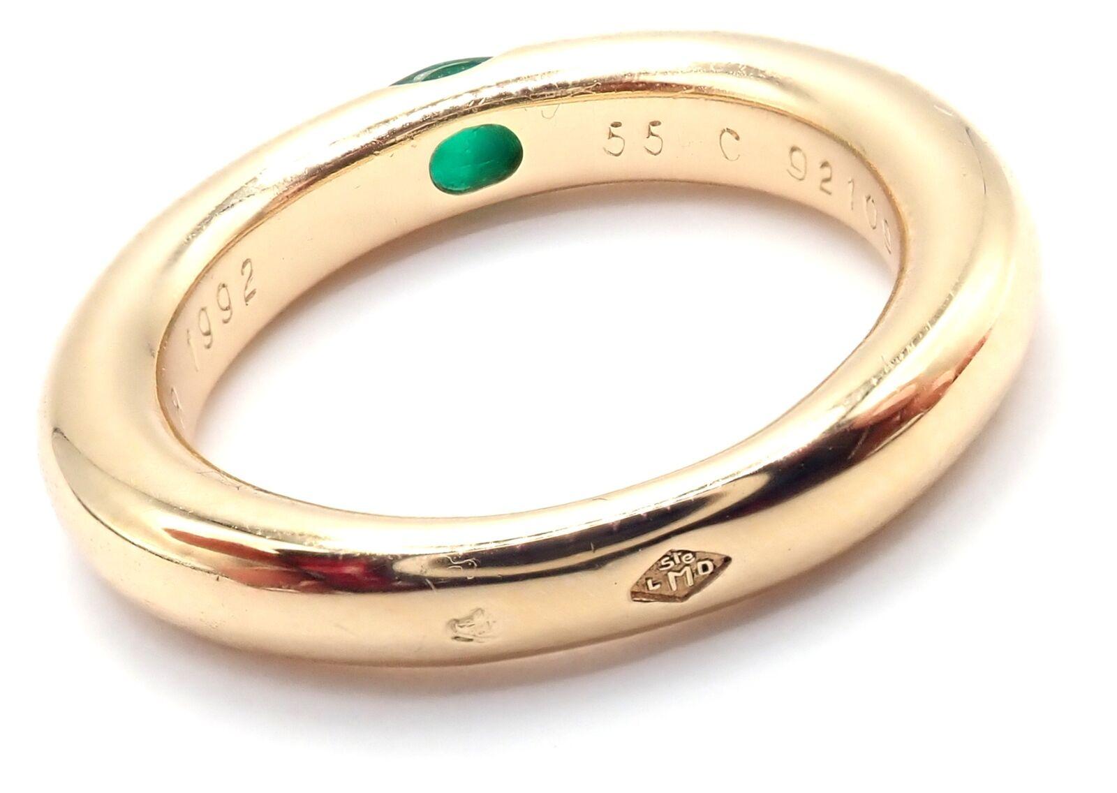 Oval Cut Cartier Emerald Ellipse Yellow Gold Band Ring