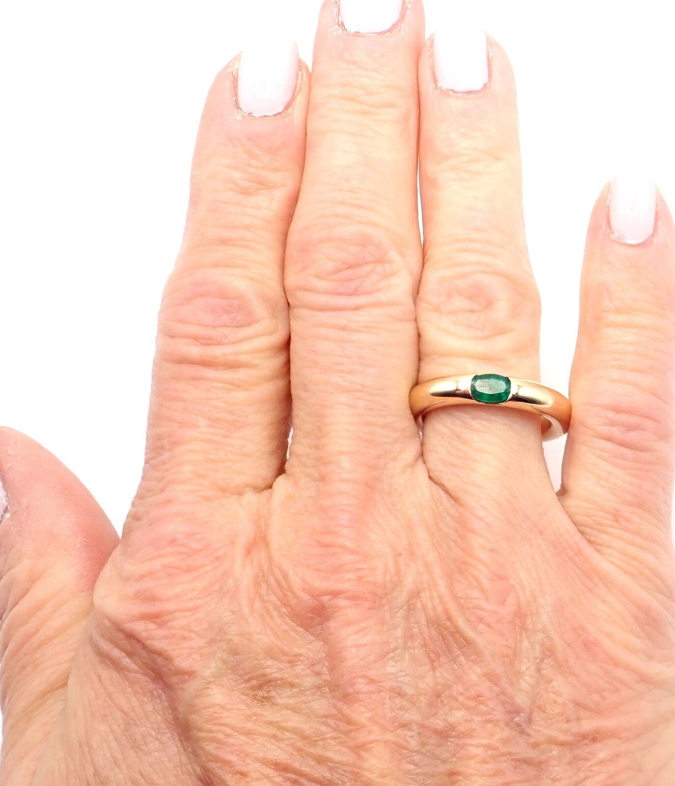 Cartier Emerald Ellipse Yellow Gold Band Ring 1