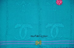 Cartier Collections of Brooches Emerald Green Silk Crepe di Chine Scarf