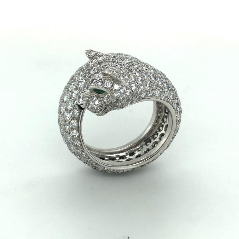 Cartier Emerald Onyx Diamond 18 Karat White Gold Lakarda Panthere Ring ...