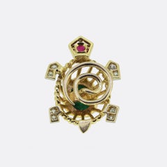 Cartier Emerald Ruby and Diamond Turtle Brooch