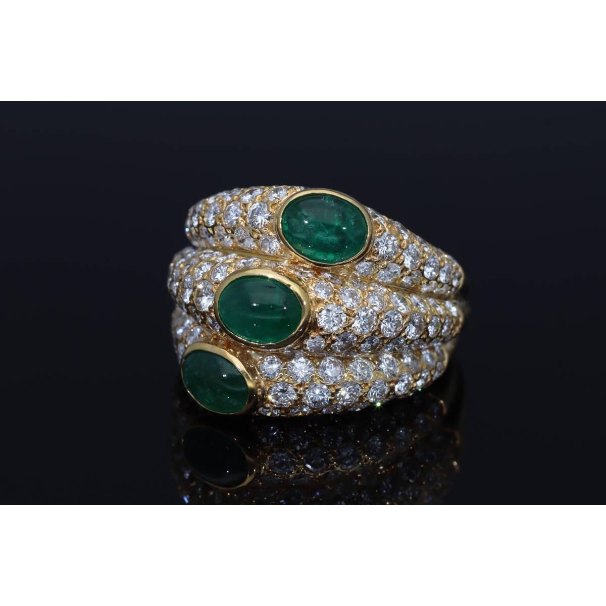Cartier Bague Mimi en or jaune 18 carats, émeraudes et diamants, taille US 8 1/4 en vente 5