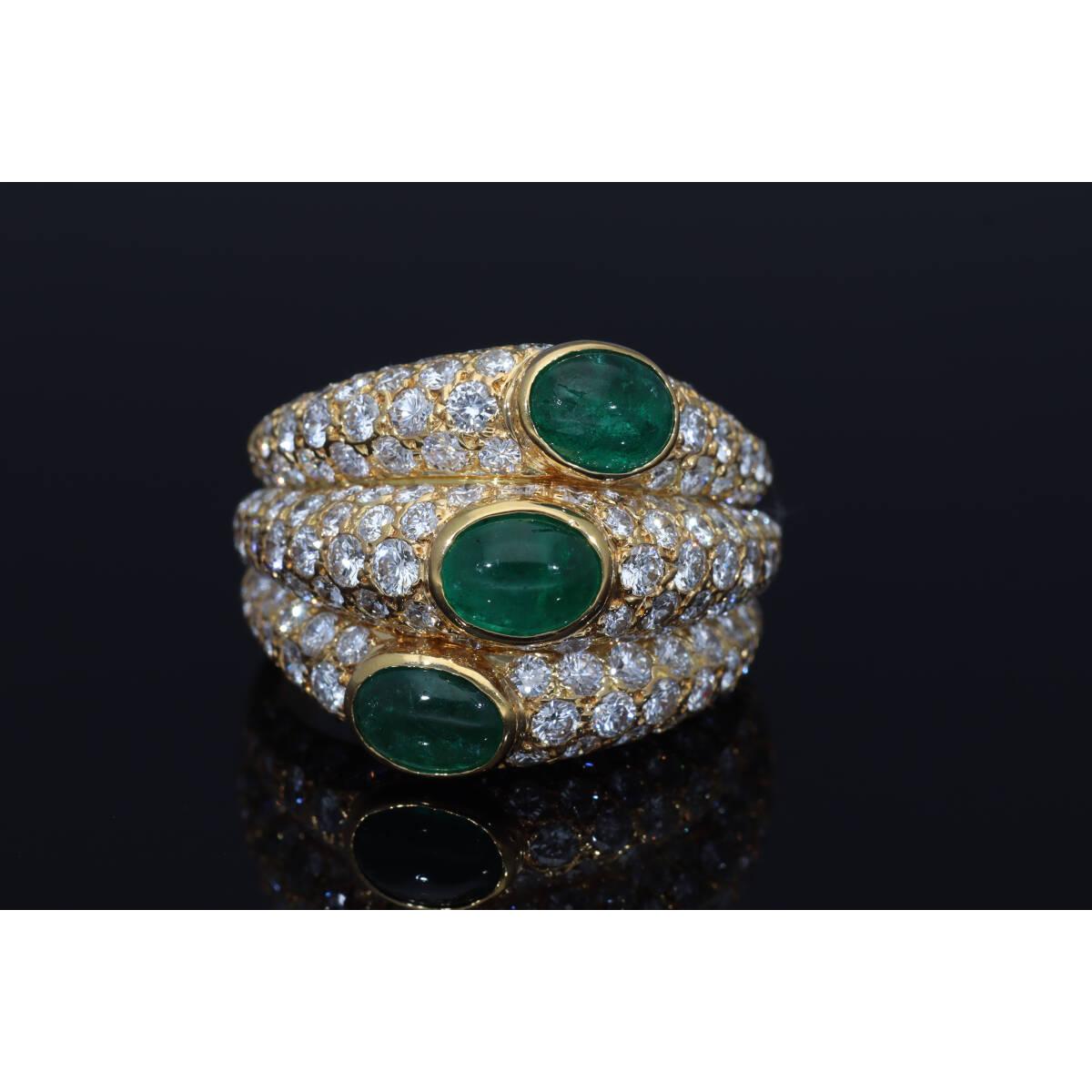Cartier Bague Mimi en or jaune 18 carats, émeraudes et diamants, taille US 8 1/4 en vente 6