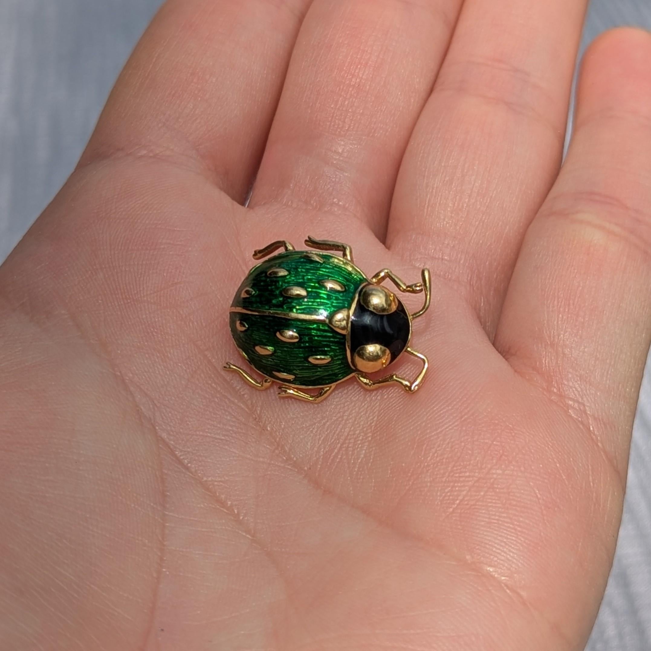 Cartier Enamel and 18K Yellow Gold Ladybug Brooch Pin For Sale 6