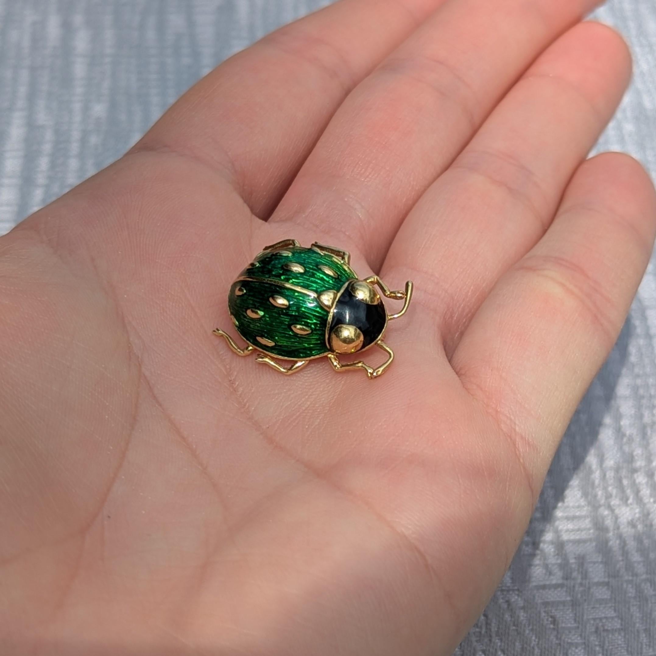 Cartier Enamel and 18K Yellow Gold Ladybug Brooch Pin For Sale 7