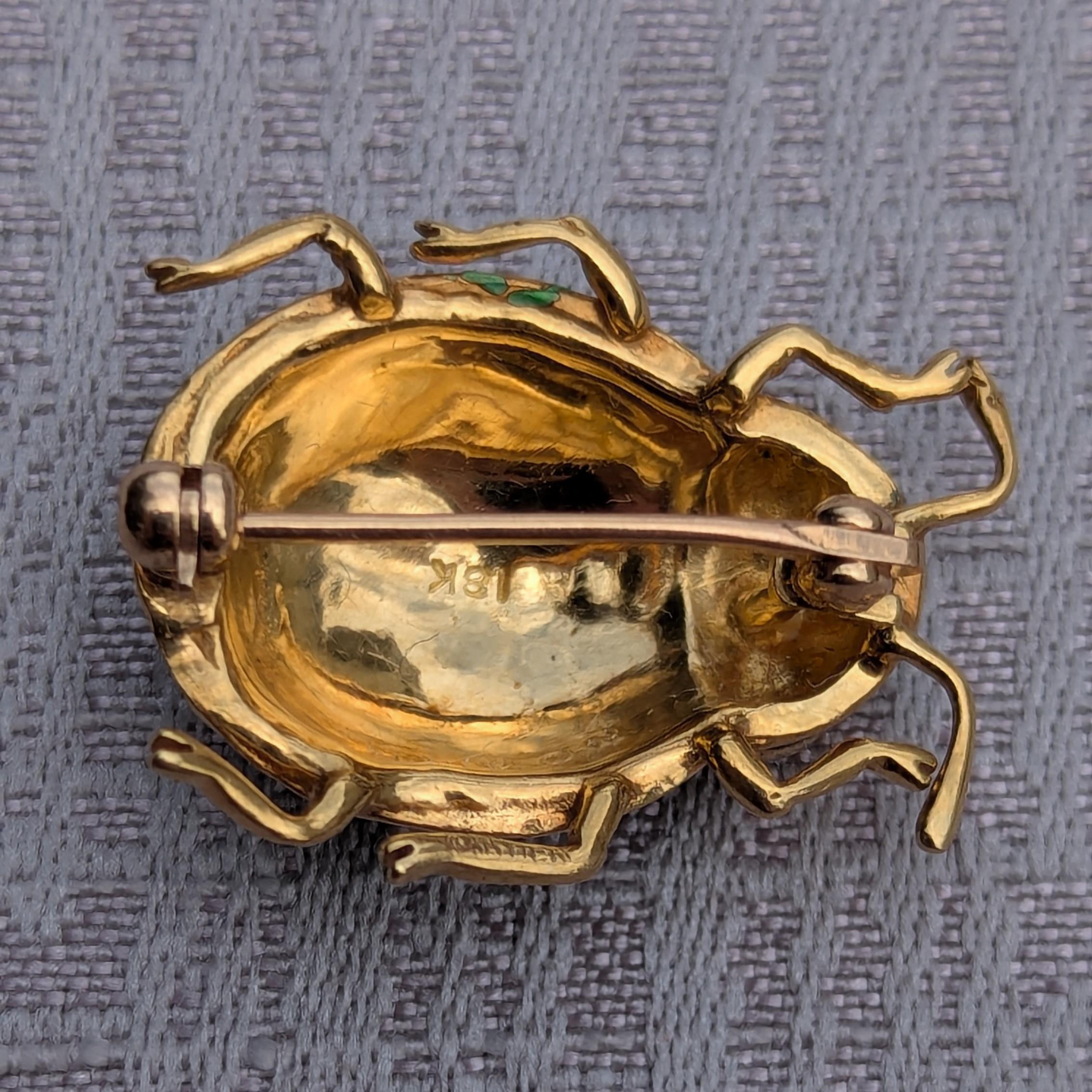 Cartier Enamel and 18K Yellow Gold Ladybug Brooch Pin For Sale 8