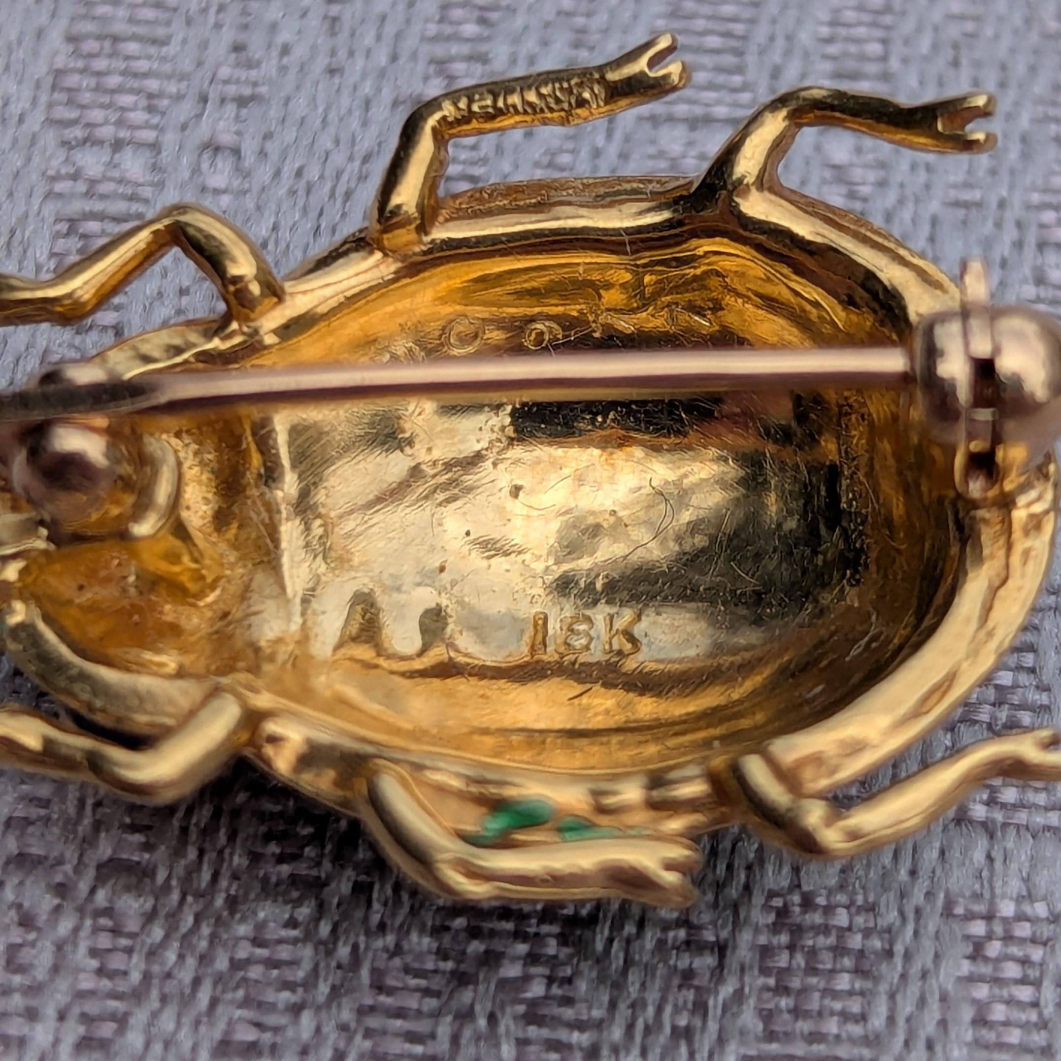 Cartier Enamel and 18K Yellow Gold Ladybug Brooch Pin For Sale 9