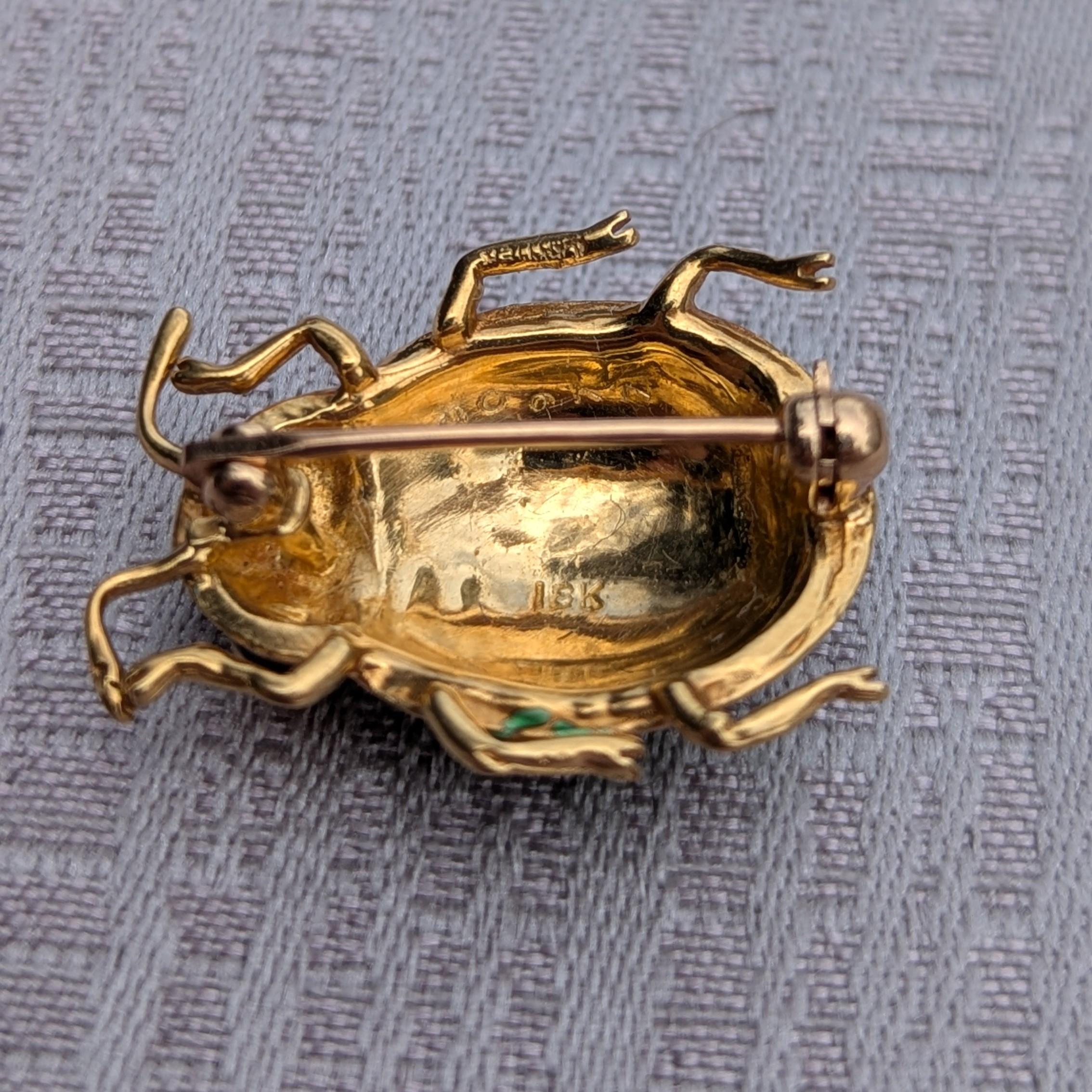 Cartier Enamel and 18K Yellow Gold Ladybug Brooch Pin For Sale 2