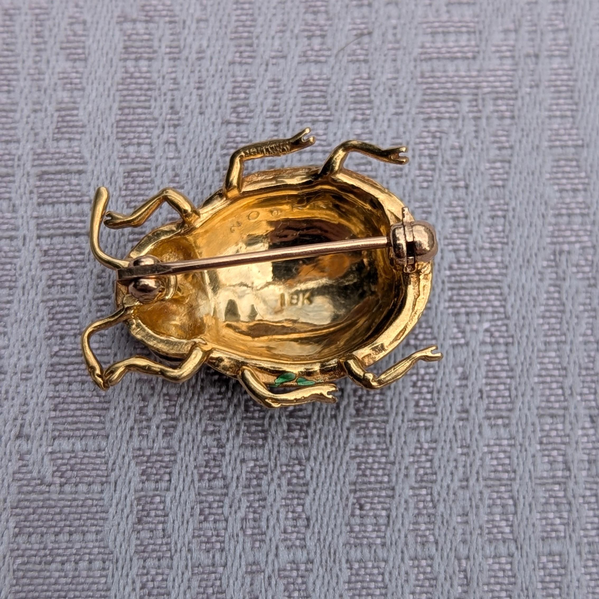 Cartier Enamel and 18K Yellow Gold Ladybug Brooch Pin For Sale 3