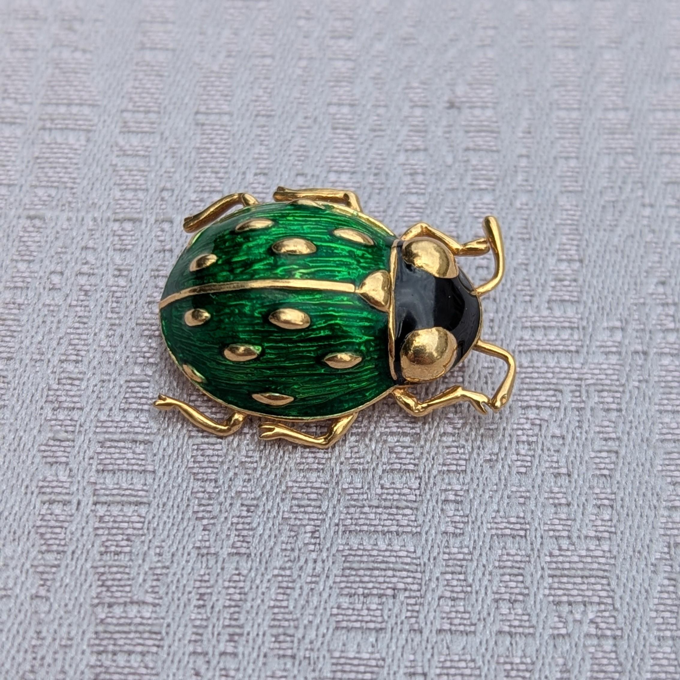 Cartier Enamel and 18K Yellow Gold Ladybug Brooch Pin For Sale 5