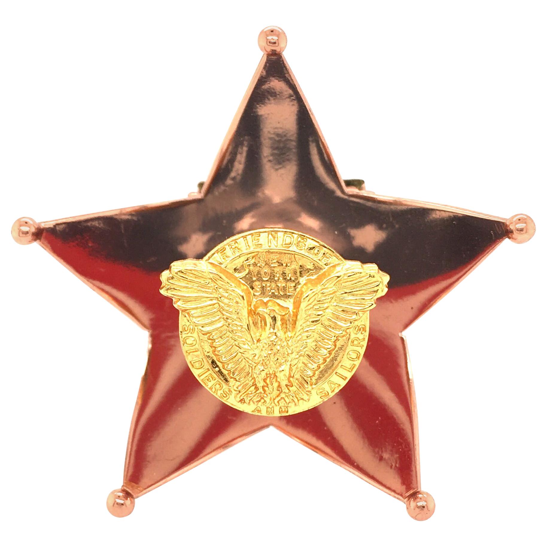 Cartier Enamel and Gilt Metal Stars and Stripes Brooch