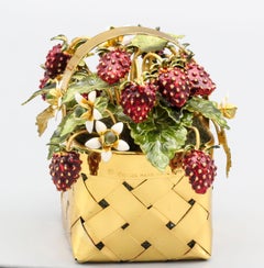 Cartier Enamel, Gilt Silver Strawberry Flower Basket