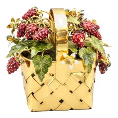 Cartier Enamel, Gilt Silver Strawberry Flower Basket