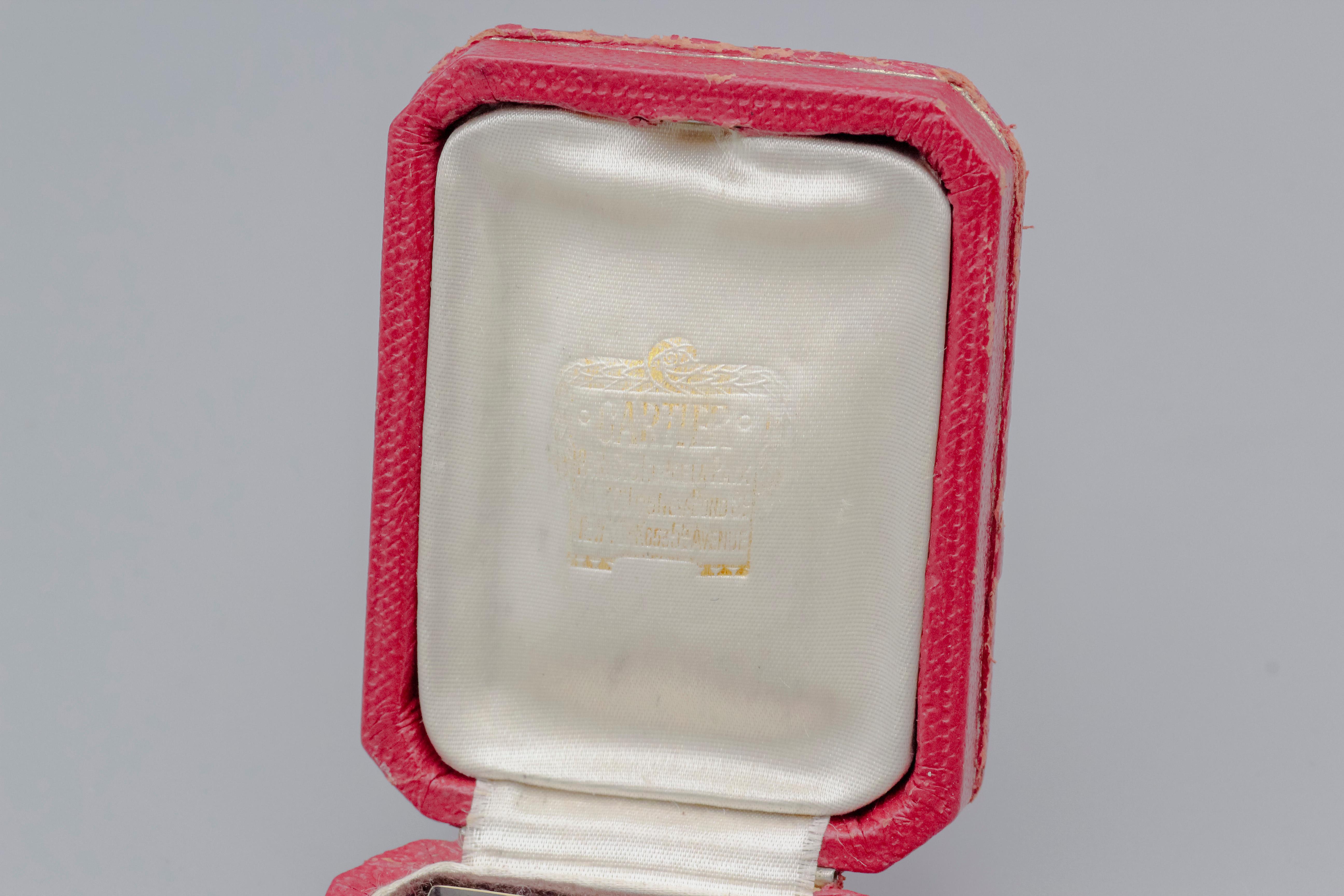 Cabochon Cartier Enamel Sapphire 18k Gold Traveling Shutter Mechanical Watch Clock For Sale