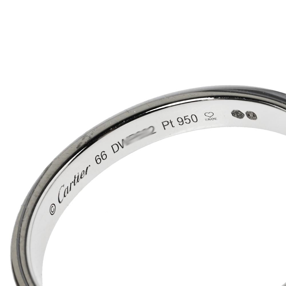 Cartier Engraved Platinum Wedding Band Ring Size 66 In Good Condition In Dubai, Al Qouz 2