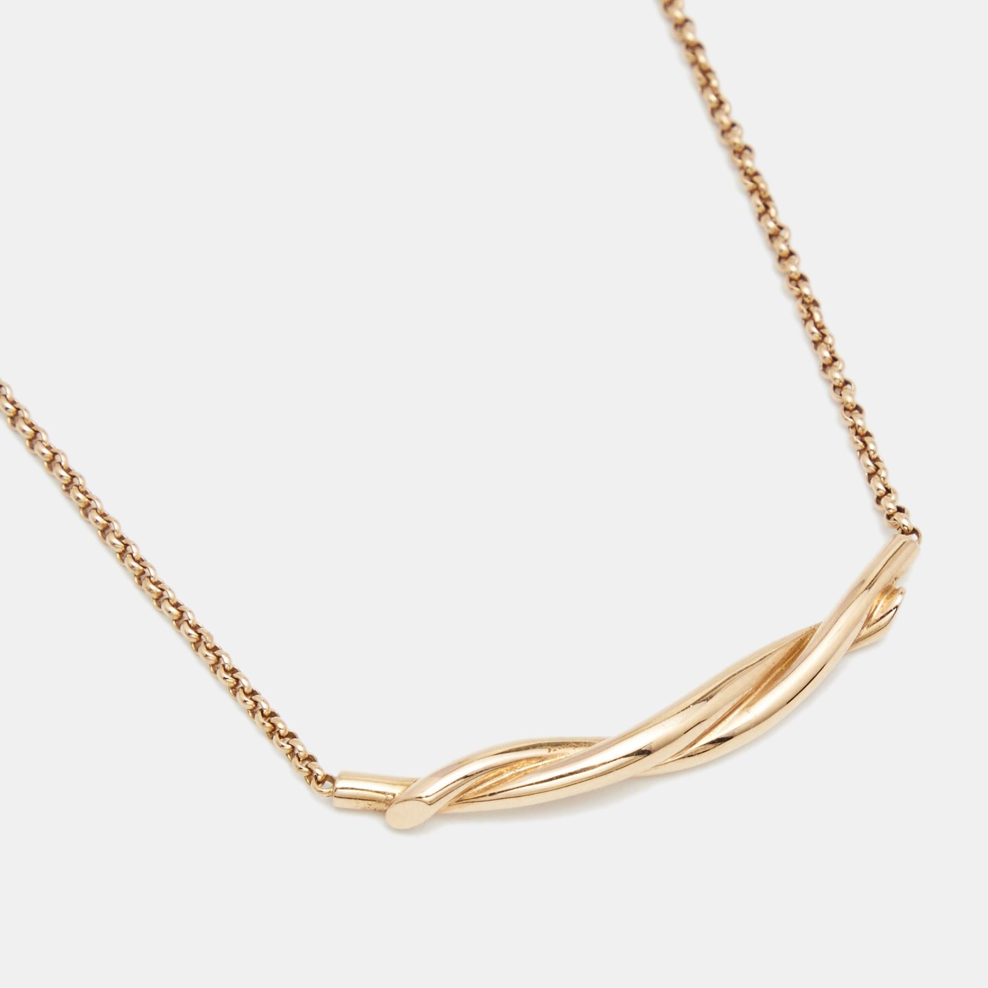 Cartier Entrelacés 18k Rose Gold Chain Necklace In Good Condition In Dubai, Al Qouz 2