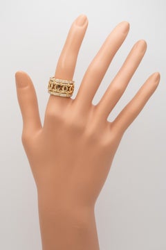 Cartier Entrelacés C de Cartier 18K YG Double C Diamond Wide Band Ring c. 1990s