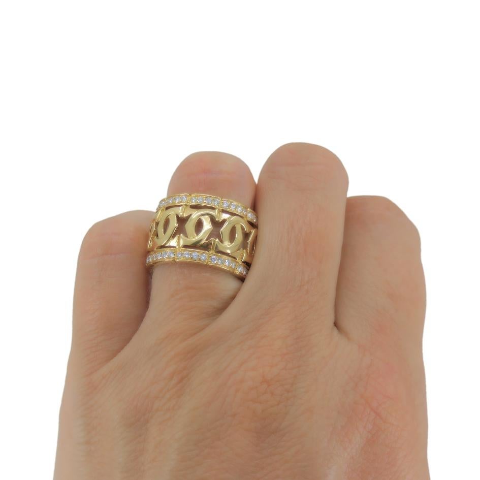 Round Cut Cartier Entrelaces C de Cartier Diamond Ring  Wide Band For Sale