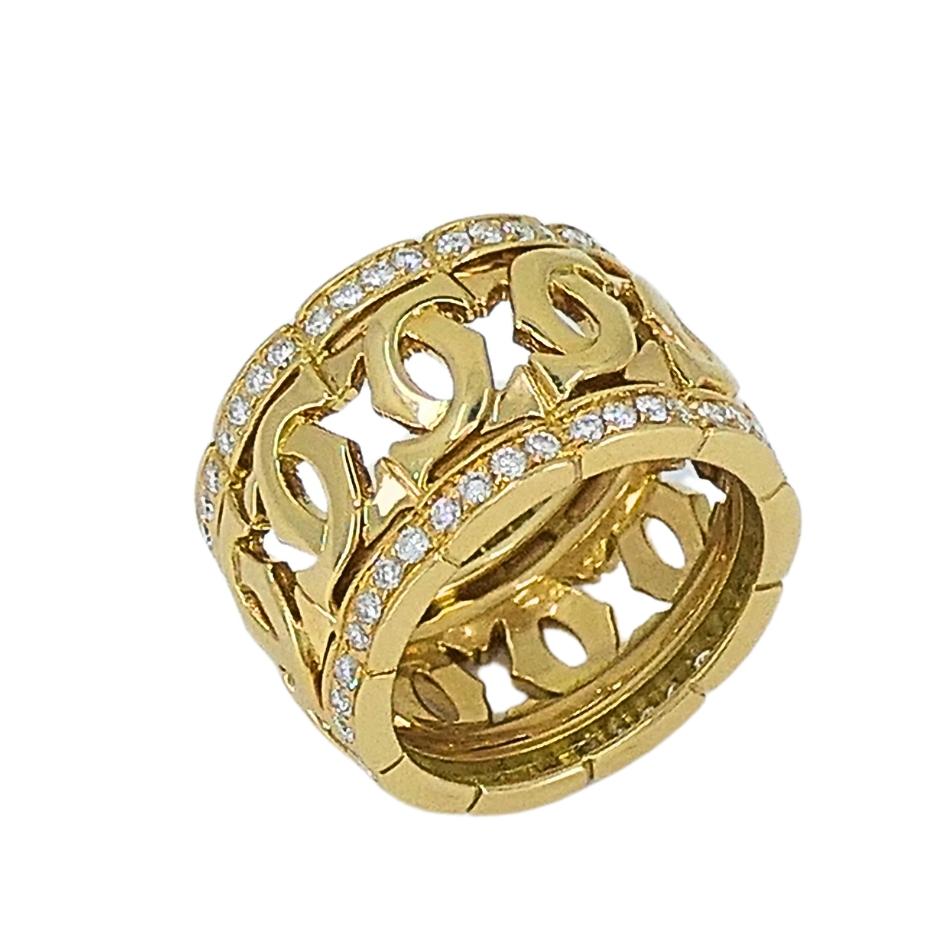 Cartier Entrelaces C de Cartier Diamond Ring  Wide Band In Excellent Condition For Sale In Beverly Hills, CA
