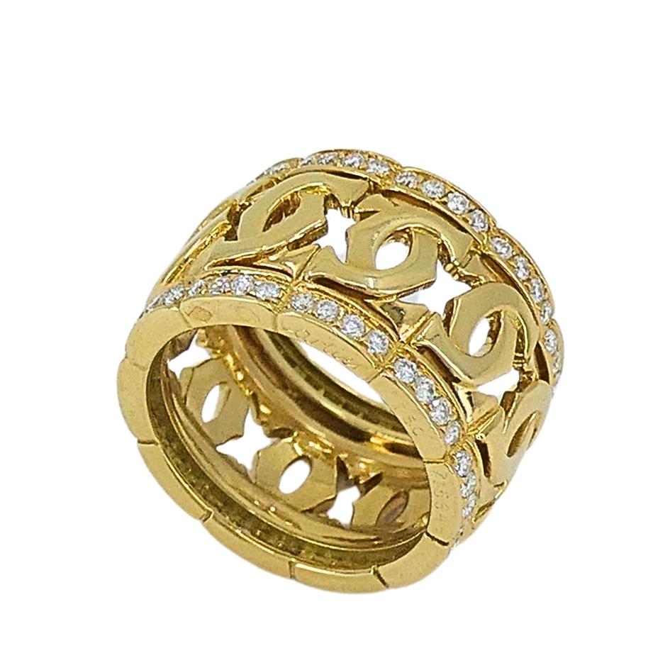 Cartier Entrelaces C de Cartier Diamond Ring  Wide Band For Sale 2