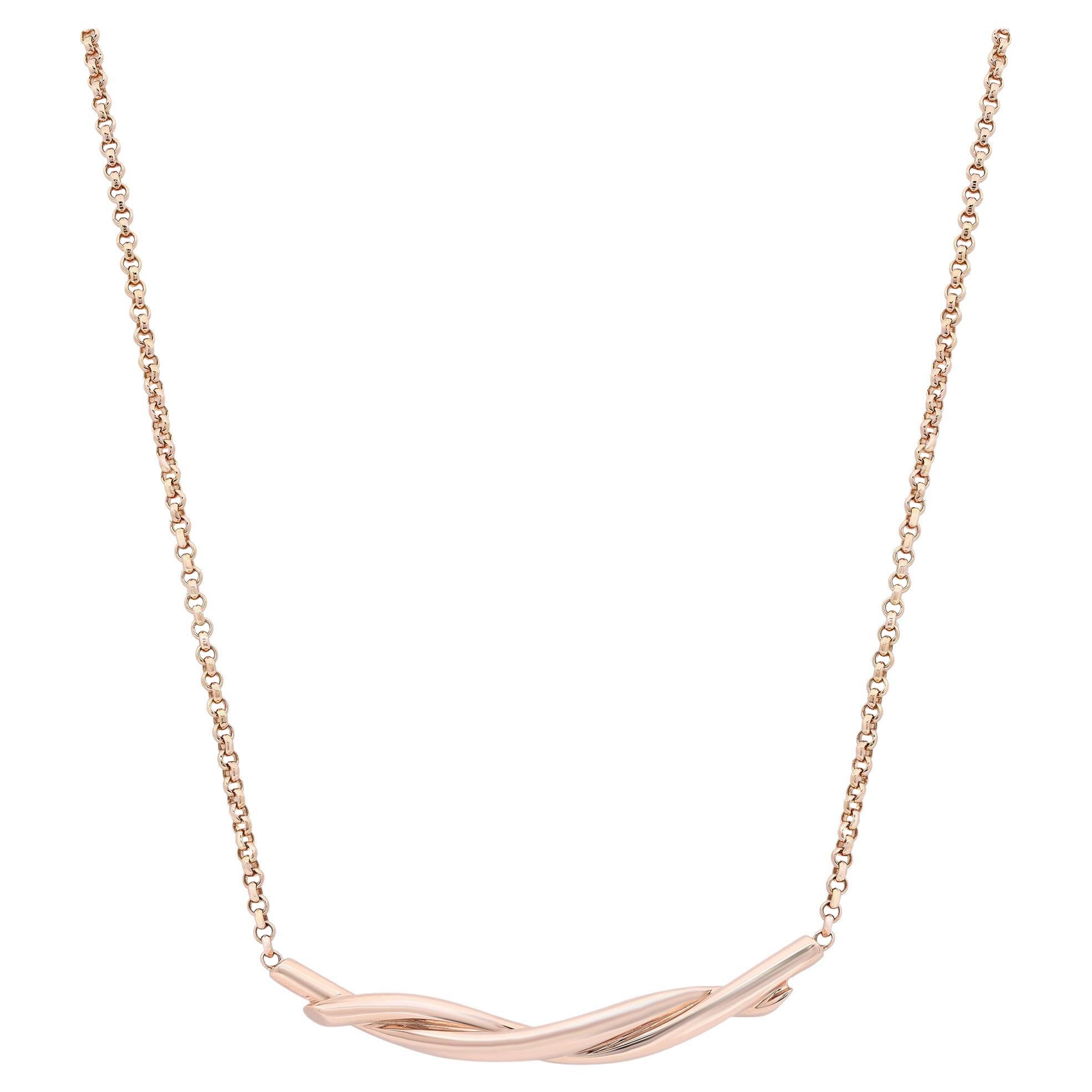 Cartier Entrelaces Chain Pendant Necklace 18K Rose Gold