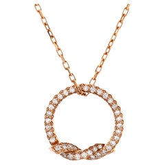 Cartier Entrelaces Circle Pendant Necklace 18k Rose Gold with Diamonds