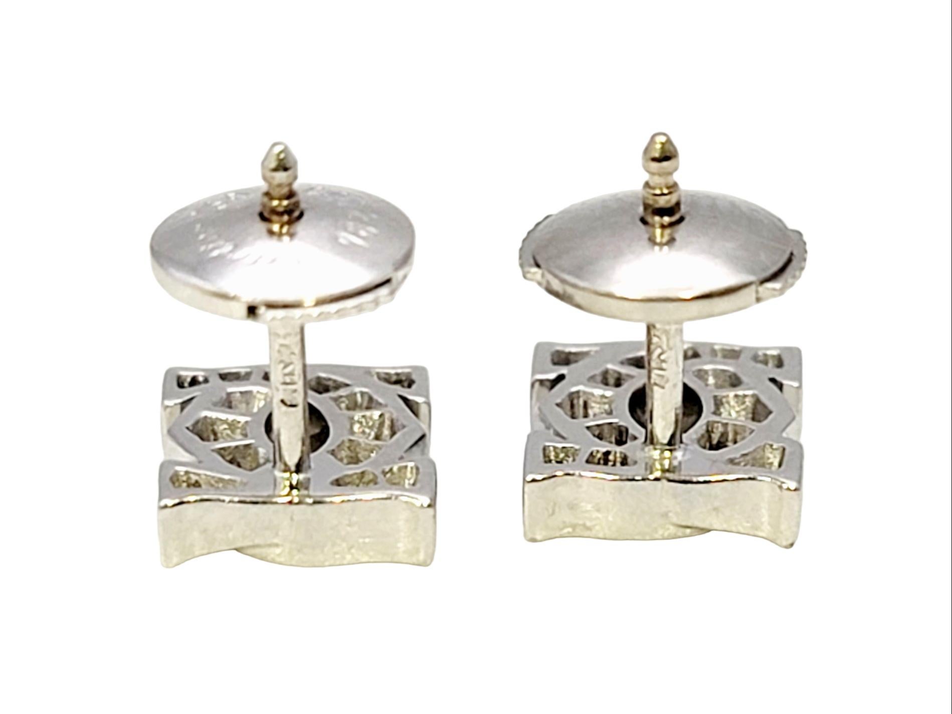 Cartier Entrelaces C's Diamond Stud Pierced Earrings in 18 Karat White Gold For Sale 1