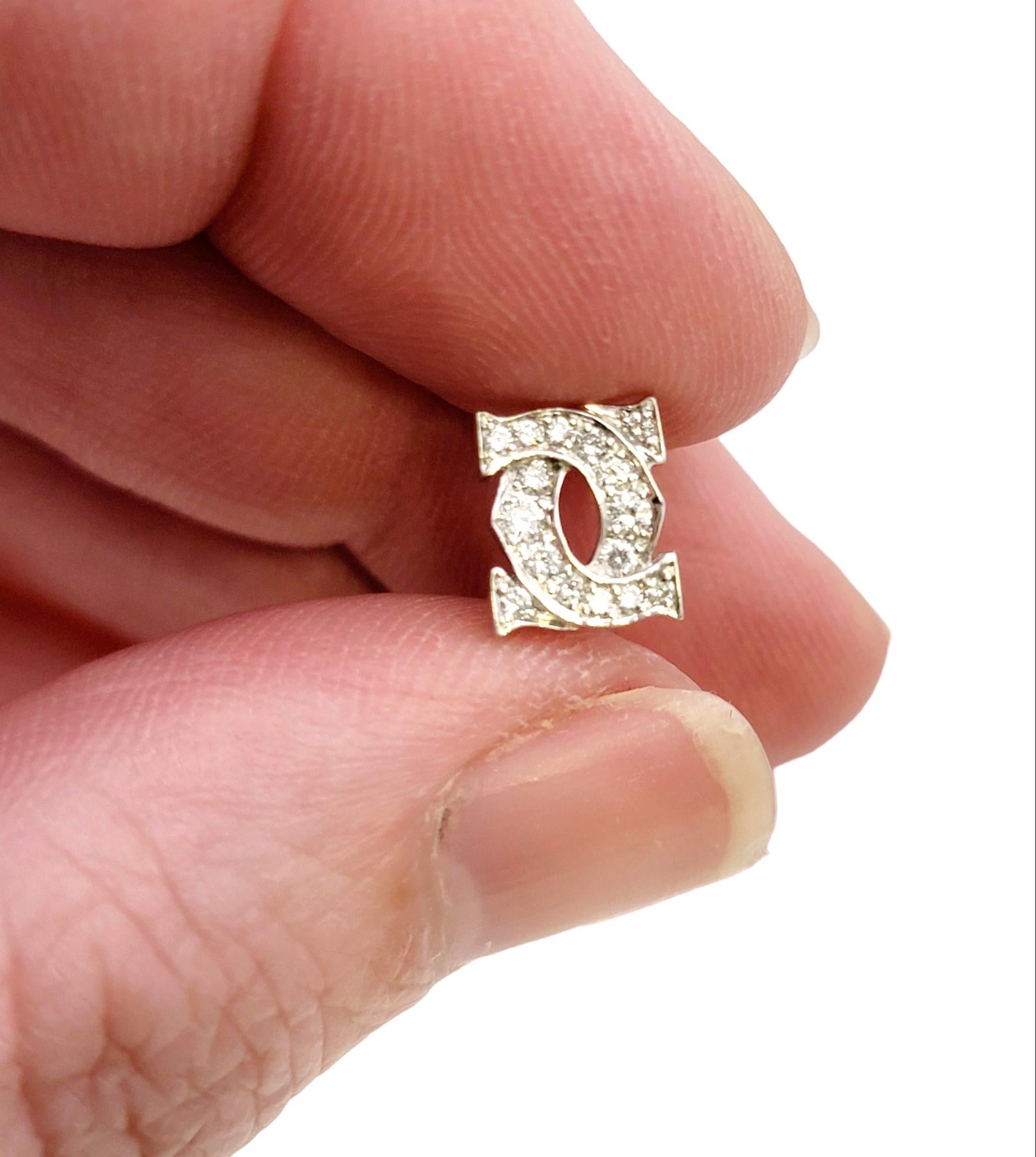 Cartier Entrelaces C's Pendientes perforados de diamantes en oro blanco de 18 quilates en venta 6