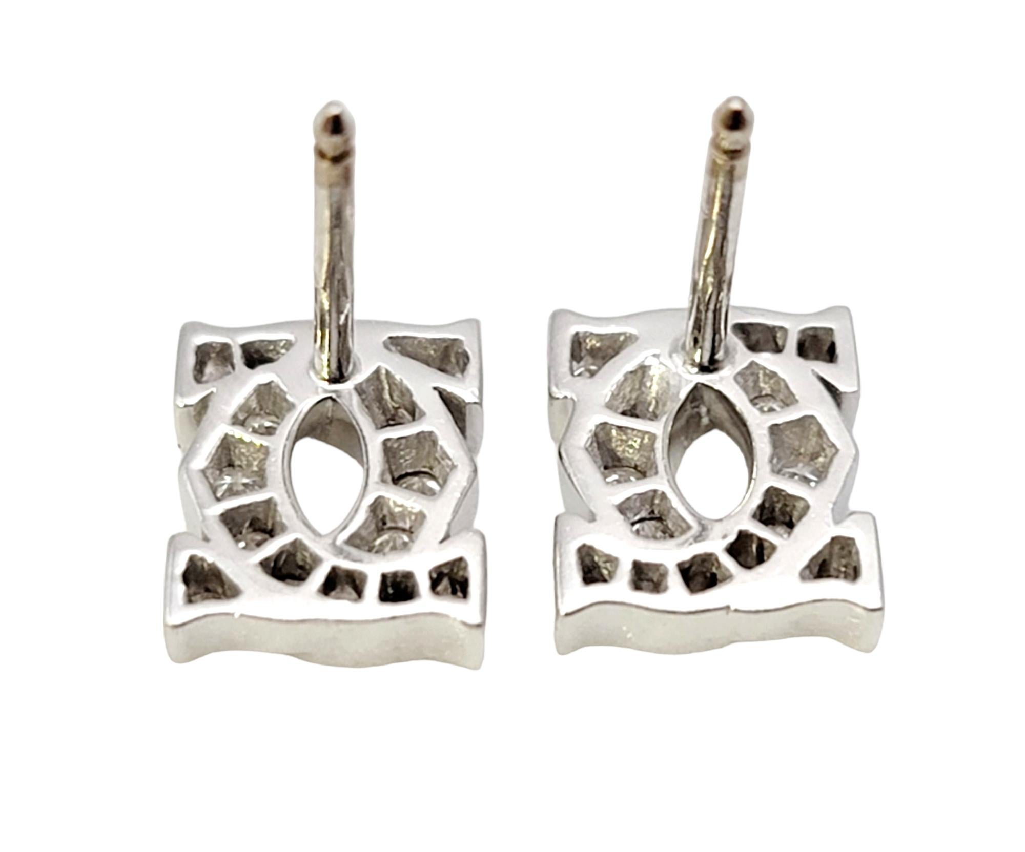 Women's or Men's Cartier Entrelaces C's Diamond Stud Pierced Earrings in 18 Karat White Gold For Sale